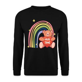 Hug Time Teddy Rainbow Mignon Teddy Bear - Sweat-shirt Unisexe - noir - Devant - Alina (178cm) & Michal (187cm)