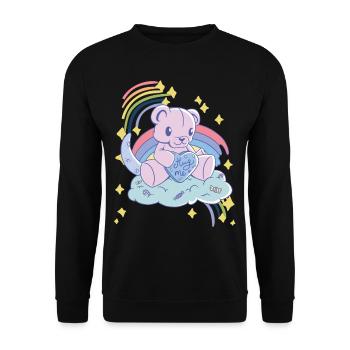 Rainbow Hug Me Cute Teddy Love Hug Dealer Cute Ted - Unisex Pullover - Schwarz - Vorne - Alina (178cm) & Michal (187cm)