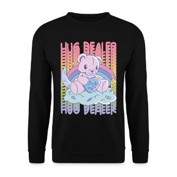 Hug Me Cute Teddy Rainbow Love Hug Dealer Cute Ted - Unisex Pullover - Schwarz - Vorne - Alina (178cm) & Michal (187cm)