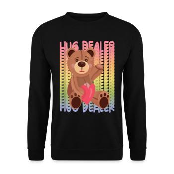 Hug Dealer Teddy with Heart Hug Dealer Rainbow Ted - Unisex Pullover - Schwarz - Vorne - Alina (178cm) & Michal (187cm)