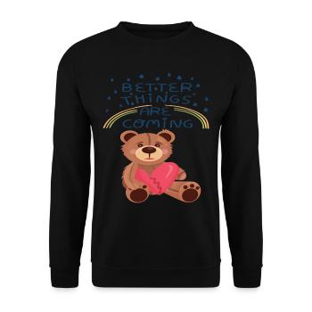 Teddy Broken Heart Teddy Bear Better Things are co - Unisex Pullover - Schwarz - Vorne - Alina (178cm) & Michal (187cm)