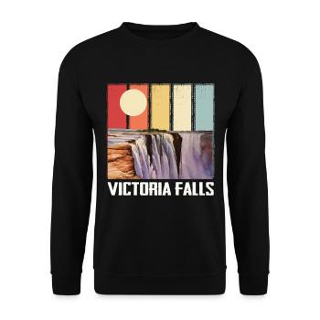 Wasserfall Afrika Victoria Falls Souvenir Simbabwe - Unisex Pullover - Schwarz - Vorne - Alina (178cm) & Michal (187cm)