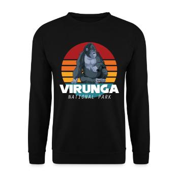 Virunga National Park Safari Gorilla Souvenir Afrik - Unisex Sweatshirt - black - Front - Alina (178cm) & Michal (187cm)