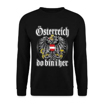 ÖSTERREICH DO BIN I HER ADLER WAPPEN AUSTRIA - Unisex Pullover - Schwarz - Vorne - Alina (178cm) & Michal (187cm)