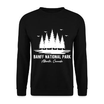Canada National Park Banff Alberta Souvenir Hiking - Unisex Sweatshirt - black - Front - Alina (178cm) & Michal (187cm)