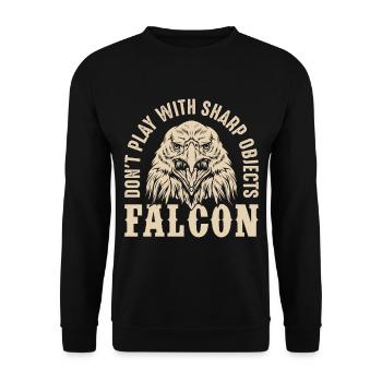 Falke Scharfe Objekte Falknerei Adler Habicht Falk - Unisex Pullover - Schwarz - Vorne - Alina (178cm) & Michal (187cm)