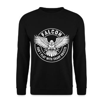Falke Scharfe Objekte Falknerei Ornithologe Adler - Unisex Pullover - Schwarz - Vorne - Alina (178cm) & Michal (187cm)