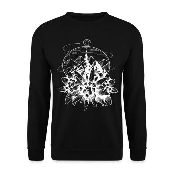 Alpen Kompass Berge Wandern Edelweiss Schweiz - Unisex Pullover - Schwarz - Vorne - Alina (178cm) & Michal (187cm)