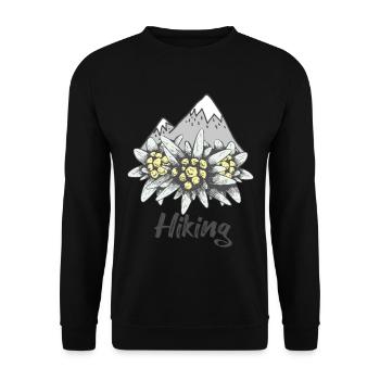Wandern Alpen Souvenir Edelweiss Schweiz Berge Nat - Unisex Pullover - Schwarz - Vorne - Alina (178cm) & Michal (187cm)