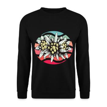 Edelweiss Vintage Schweiz Souvenir Wandern Alpen B - Unisex Pullover - Schwarz - Vorne - Alina (178cm) & Michal (187cm)