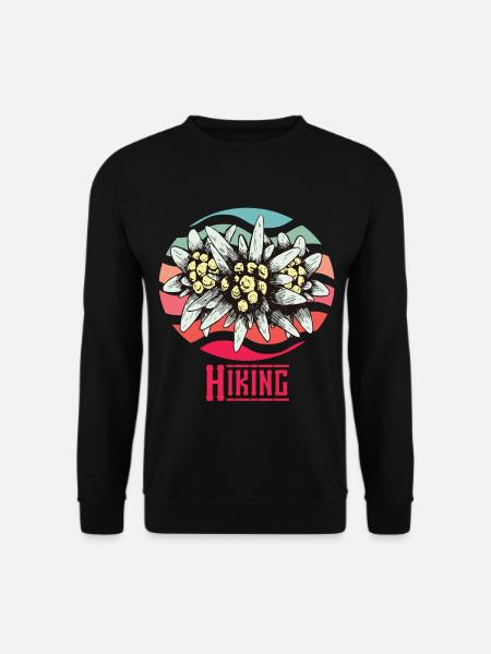 Hiking Alps Edelweiss Vintage Switzerland Souvenir B - Unisex Sweatshirt - black