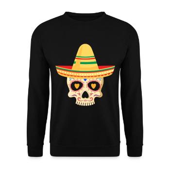 Sugar Skull Sombrero Death Nightmare Fear Skeleton Ko - Unisex Sweatshirt - black - Front - Alina (178cm) & Michal (187cm)