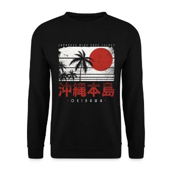 OKINAWA NIHON JAPANESE FLAG RETRO JAPAN - Unisex Sweatshirt - black - Front - Alina (178cm) & Michal (187cm)