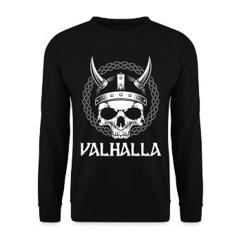 Valhalla Skull Viking Odin Warrior Mythology - Unisex Sweatshirt - black - Front - Alina (178cm) & Michal (187cm)