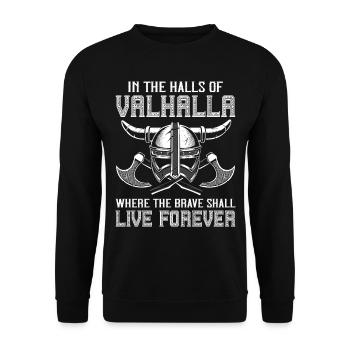 Wikinger Axt Helm Walhalla Warriors Mythologie Odi - Unisex Pullover - Schwarz - Vorne - Alina (178cm) & Michal (187cm)