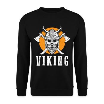 Viking Warrior Skull Axe Valhalla Warriors Myt - Sweat-shirt Unisexe - noir - Devant - Alina (178cm) & Michal (187cm)