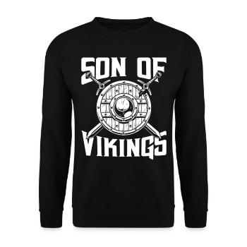 Sohn des Wikingers Axtkrieger Walhalla Warriors My - Unisex Pullover - Schwarz - Vorne - Alina (178cm) & Michal (187cm)