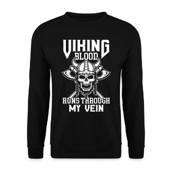 Viking Blood Warrior Hache Valhalla Warriors Mythol - Sweat-shirt Unisexe - noir - Devant - Alina (178cm) & Michal (187cm)