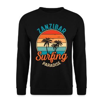 Zanzibar Surfen Tansania Palmenstrand Paradies Sou - Unisex Pullover - Schwarz - Vorne - Alina (178cm) & Michal (187cm)