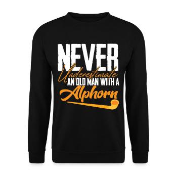 Alphorn Old Man Musikinstrument Schweiz Alpen Souv - Unisex Pullover - Schwarz - Vorne - Alina (178cm) & Michal (187cm)