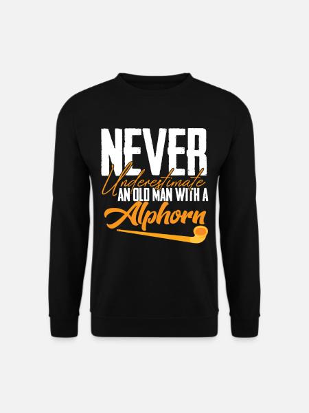 Alphorn Old Man Musikinstrument Schweiz Alpen Souv - Unisex Pullover - Schwarz