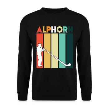 Retro Alphorn Musikinstrument Schweizer Musiker Sc - Unisex Pullover - Schwarz - Vorne - Alina (178cm) & Michal (187cm)