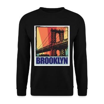 Brooklyn New York City Bridge NY Souvenir USA - Unisex Sweatshirt - black - Front - Alina (178cm) & Michal (187cm)