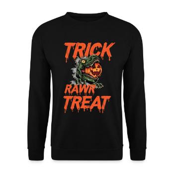 T-Rex Halloween Pumpkin Funny Horror Costume Dino - Unisex Sweatshirt - black - Front - Alina (178cm) & Michal (187cm)