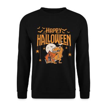 T-Rex Funny Halloween Spider Bat Horror Costume Din - Unisex Sweatshirt - black - Front - Alina (178cm) & Michal (187cm)
