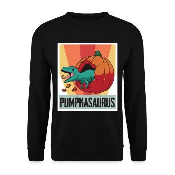 Funny Halloween Pumpkasaurus Baby Dino Horrorko - Unisex Sweatshirt - black - Front - Alina (178cm) & Michal (187cm)