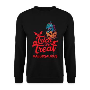 T-Rex Funny Halloween Dino Horror Costume Hallosaur - Unisex Sweatshirt - black - Front - Alina (178cm) & Michal (187cm)