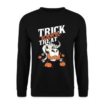 Skeleton T-Rex Halloween Creepy Dino Horror Din - Unisex Sweatshirt - black - Front - Alina (178cm) & Michal (187cm)