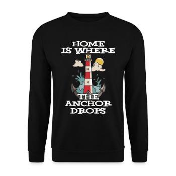 Leuchtturm Anker fällt nach Hause Ozean-Kapitän - Unisex Pullover - Schwarz - Vorne - Alina (178cm) & Michal (187cm)