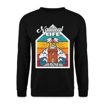 Nautical Lighthouse Captain Anchor Ship Ocean - Unisex Sweatshirt - black - Front - Alina (178cm) & Michal (187cm)