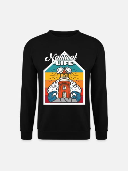 Nautischer Leuchtturm Kapitän Ankerschiff Ozean - Unisex Pullover - Schwarz