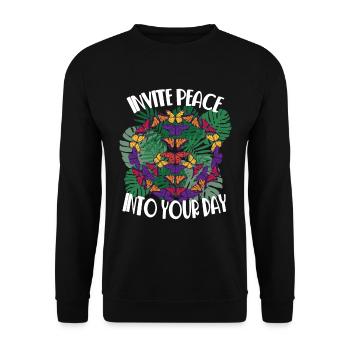 Be Kind Peace Hippie Love Freedom and G - Unisex Sweatshirt - black - Front - Alina (178cm) & Michal (187cm)