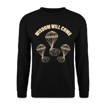 Sarcasm Wisdom Becomes Coming Brain Know-it-All - Unisex Sweatshirt - black - Front - Alina (178cm) & Michal (187cm)