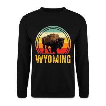Souvenir du Wyoming Buffalo Nature Randonnée Mountain Canyon - Sweat-shirt Unisexe - noir - Devant - Alina (178cm) & Michal (187cm)