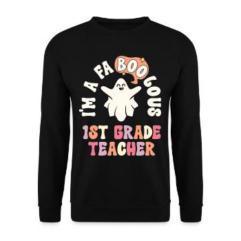 Lehrer Halloween Retro 1. Klasse Vintage First - Unisex Pullover - Schwarz - Vorne - Alina (178cm) & Michal (187cm)