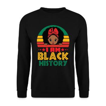 Black History Women Stolzes schwarzes Melaninfest - Unisex Pullover - Schwarz - Vorne - Alina (178cm) & Michal (187cm)