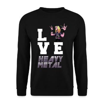 J’adore le heavy metal rock toi fan de metal rocking hard r - Sweat-shirt Unisexe - noir - Devant - Alina (178cm) & Michal (187cm)