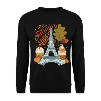 Tour Eiffel Autumn Vibes Automne à Paris Français - Sweat-shirt Unisexe - noir - Devant - Alina (178cm) & Michal (187cm)