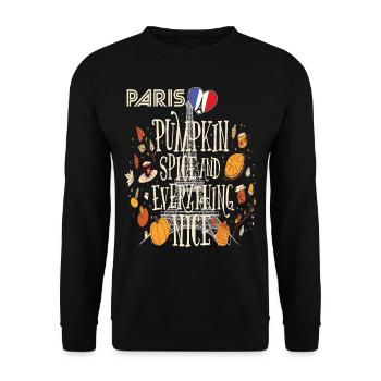 Tour Eiffel Citrouille Paris Automne France Automne i - Sweat-shirt Unisexe - noir - Devant - Alina (178cm) & Michal (187cm)