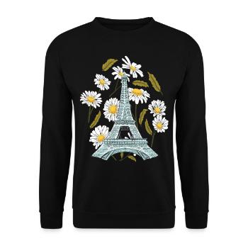 Tour Eiffel Fleur d’automne Paris Automne en France - Sweat-shirt Unisexe - noir - Devant - Alina (178cm) & Michal (187cm)