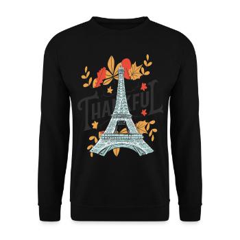 Herbstblätter in Paris Eiffelturm Herbststimmungen - Unisex Pullover - Schwarz - Vorne - Alina (178cm) & Michal (187cm)