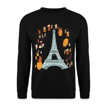 Couronne d’automne Tour Eiffel Automne à Paris Français - Sweat-shirt Unisexe - noir - Devant - Alina (178cm) & Michal (187cm)