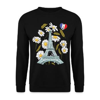 Tour Eiffel en automne Paris souvenir automne en Fran - Sweat-shirt Unisexe - noir - Devant - Alina (178cm) & Michal (187cm)