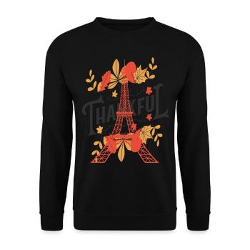 Tour Eiffel L’automne quitte Paris Souvenir Automne le - Sweat-shirt Unisexe - noir - Devant - Alina (178cm) & Michal (187cm)