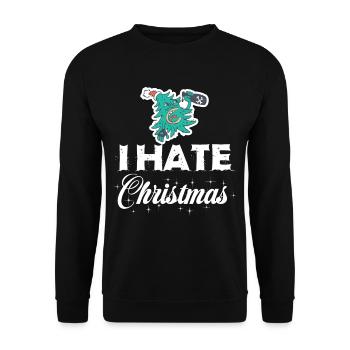 Crazy Christmas Tree Funny Punk Ironic - Unisex Sweatshirt - black - Front - Alina (178cm) & Michal (187cm)