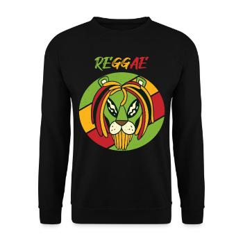 Rasta Löwe Reggae Retro Jamaika Souvenir Rastafari - Unisex Pullover - Schwarz - Vorne - Alina (178cm) & Michal (187cm)